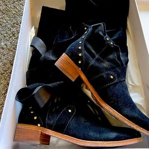 See by Chloe Black tall suede boots 39